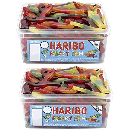 2 X Full Tubs Haribo Sweets Party Favours Treats Candy Box Wholesale (freaky Fish)