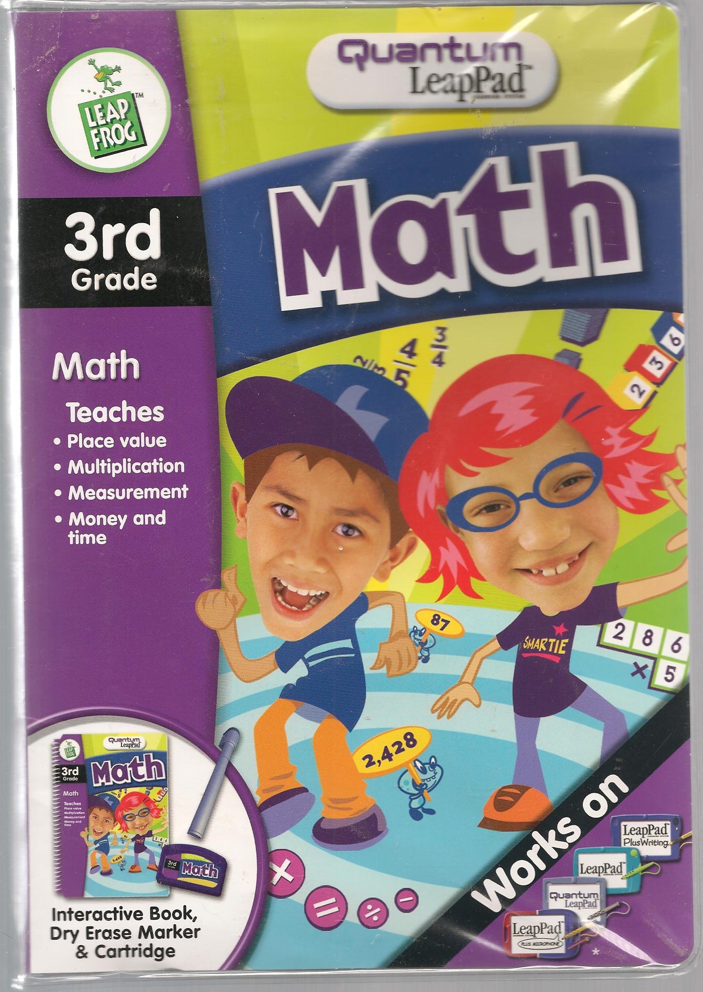 Quantum LeapPad 3rd Grade Math; Book, Dry Erase Marker & Cartrige (Place Value, Multiplication, Meas