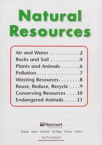 Harcourt Science: Below-Level Reader Grade 2 Natural Resources