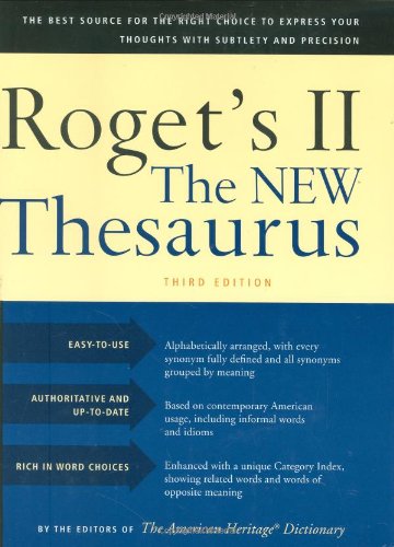 Houghton Mifflin Roget's II: The New Thesaurus, 3rd Edition, Hardcover, 1216 pages (0618254145)