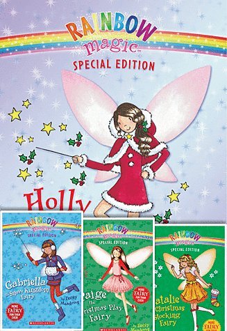 Rainbow Magic Christmas Fairies Set of 4 with Glitter Snowflake Charm Bracelet, Paige the Christmas Play Fairy, Holly the Christmas Fairy, Natalie the Christmas Stocking Fairy, Gabriella the Snow Kingdom Fairy