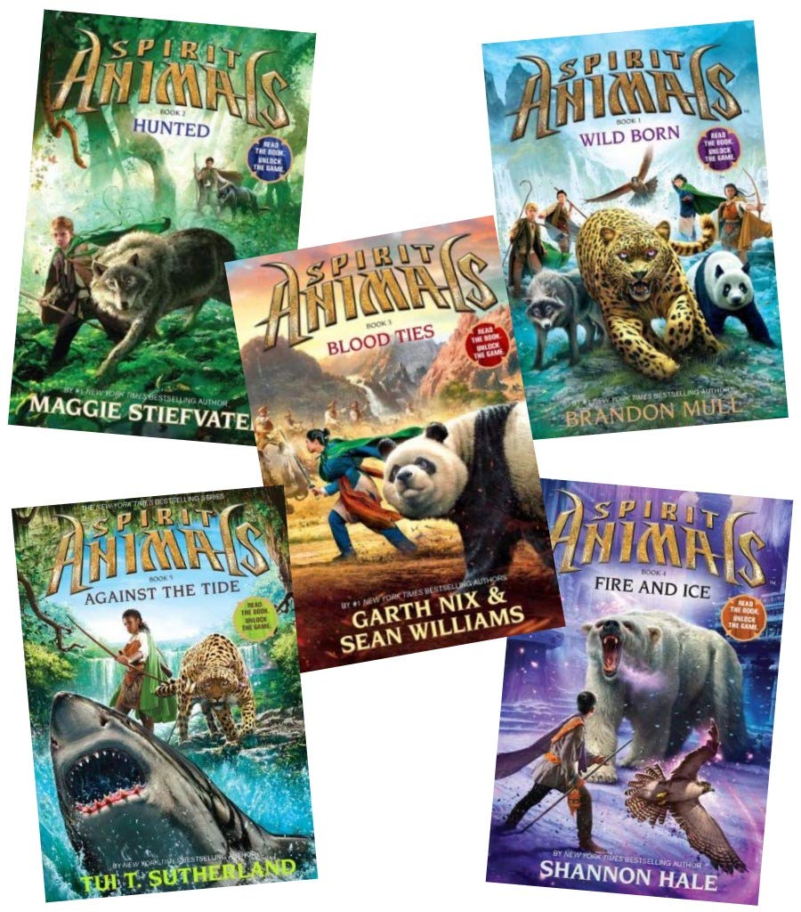 Spirit Animals Set of 5 Books: #1 Wild Born Spirit Animals #2: Hunted Spirit Animals #3: Blood Ties Spirit Animals #4: Fire and Ice Spirit Animals #5: Against the Tide