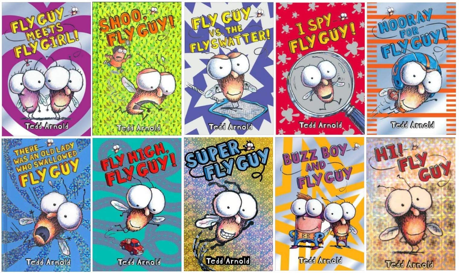 Hi! Fly Guy Complete Series Set Books 1-10: Hi! Fly Guy, Super Fly Guy, Shoo, Fly Guy!, There Was an Old Lady Who Swallowed a Fg, Fly High, Fg!, Hooray for Fg, I Spy Fg, Fg Meets Fly Girl, Buzz Boy 7 Fg, Fg Vs the Flyswatter